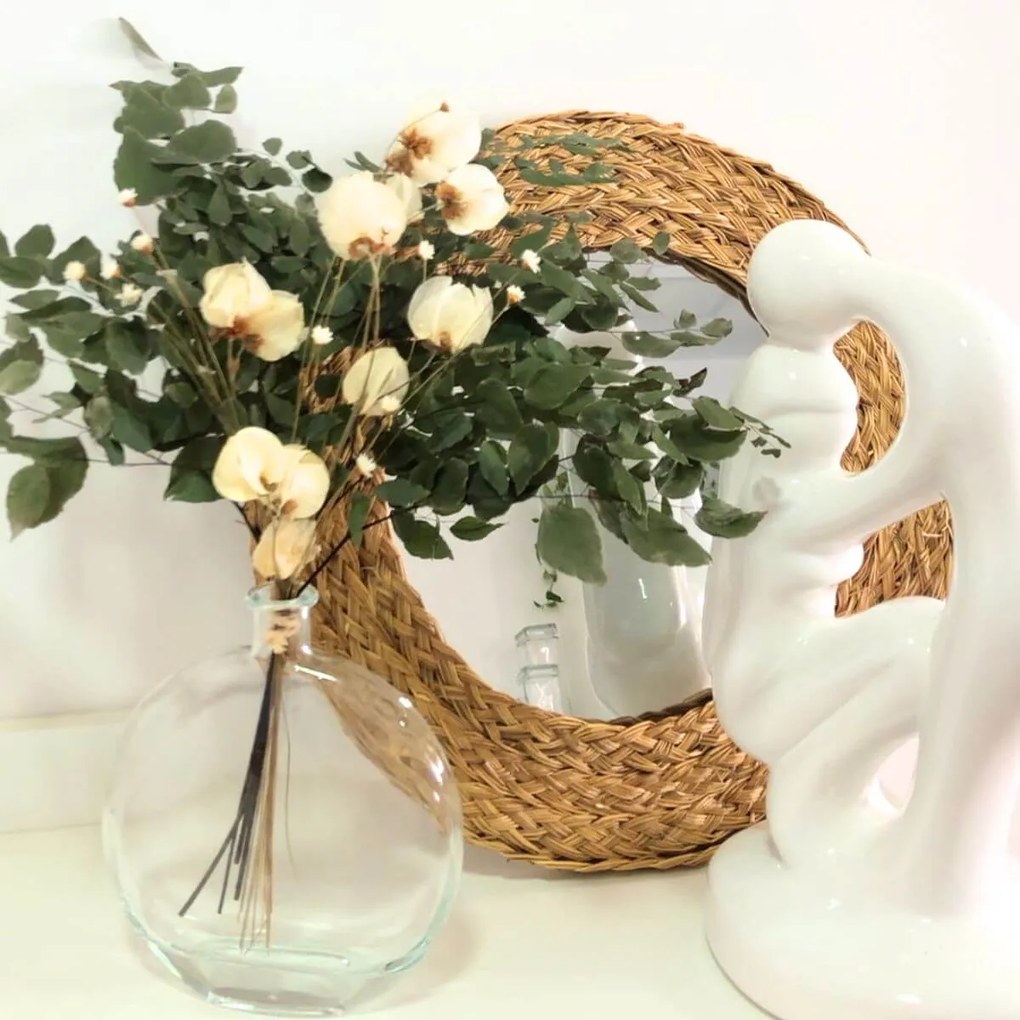 Arranjo de Flores Secas e Vaso Vidro - Verdant Oasis