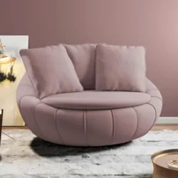 Poltrona Decorativa Redonda Giratória com Almofadas Saphire Z32 Veludo