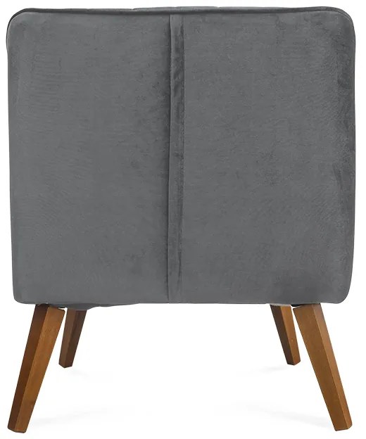 Kit 2 Poltronas Decorativas Dalia Pés de Madeira Suede Cinza - Sheep Estofados - Cinza