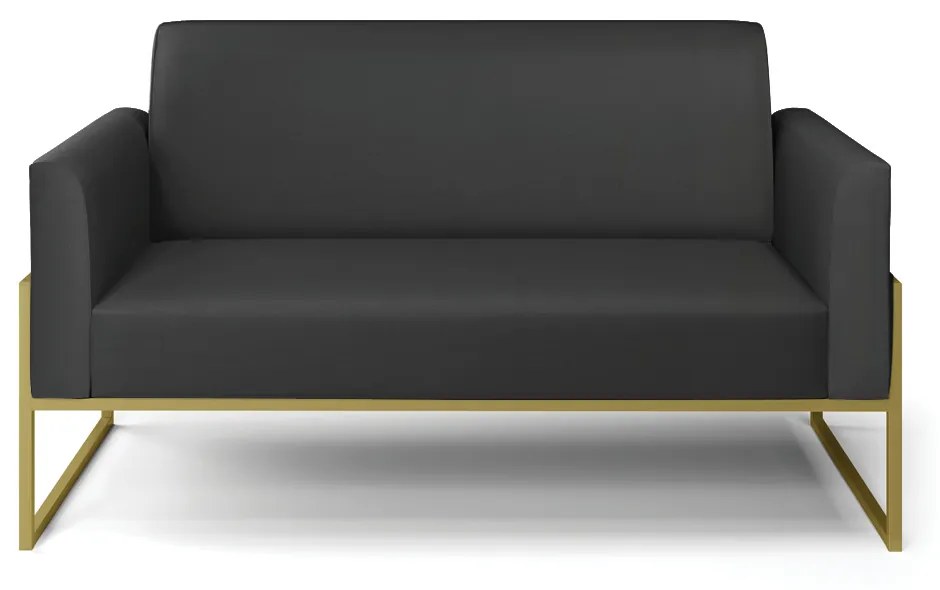 Sofá Namoradeira Base Industrial Alta Dourado Marisa Corino D03 - D'Rossi - Preto