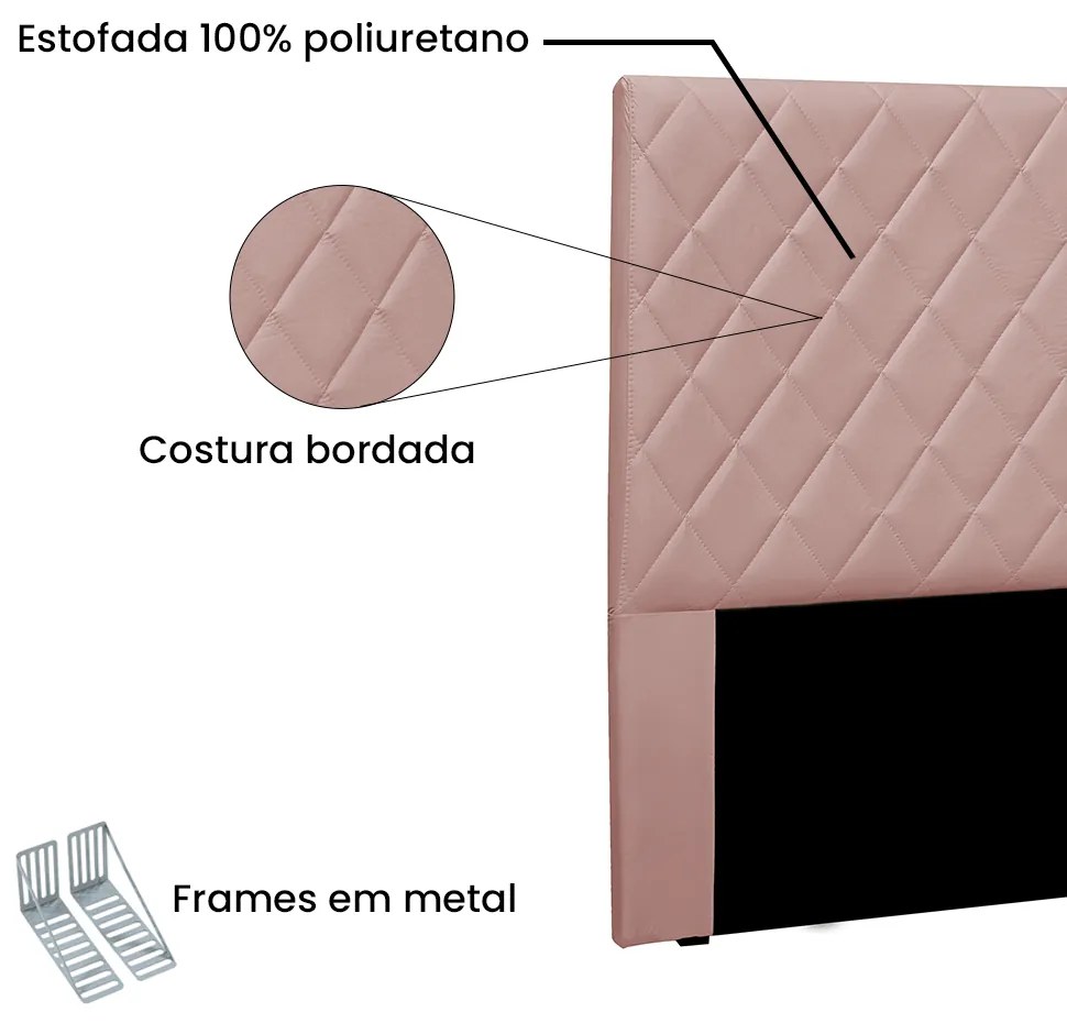 Cabeceira Cama Box Casal 140 cm Dubai Veludo S04 - D'Rossi - Rosa