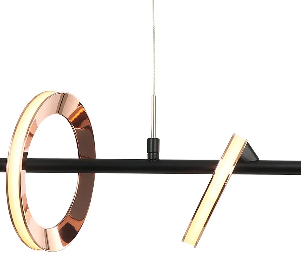 Pendente Ginga 19X85X24,5Cm Rose Gold E Preto Led 26,9W 3000K Bivolt -...