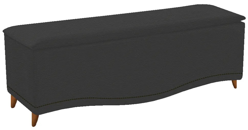 Calçadeira Estofada Yasmim 140 cm Casal Corano Preto - ADJ Decor