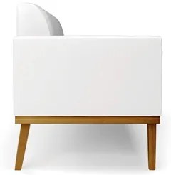 Sofá Namoradeira Base Madeira Castanho Maressa Sintético PU Branco - I