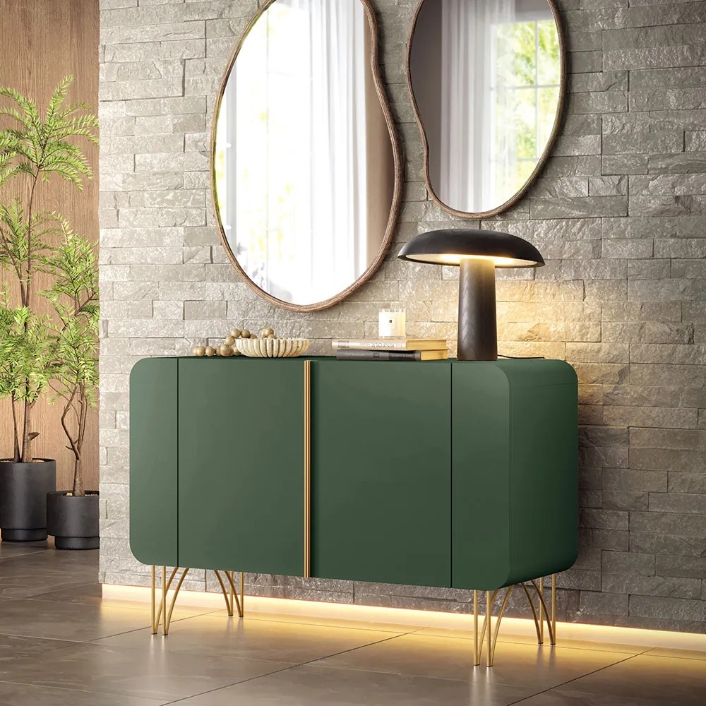 Balcão Aparador Buffet Pé Metal Lossy H01 - D'Rossi - Verde Pistache