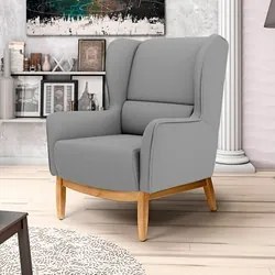 Poltrona Decorativa Base Manu Madeira Milena C-416 Cinza Escuro - Domi