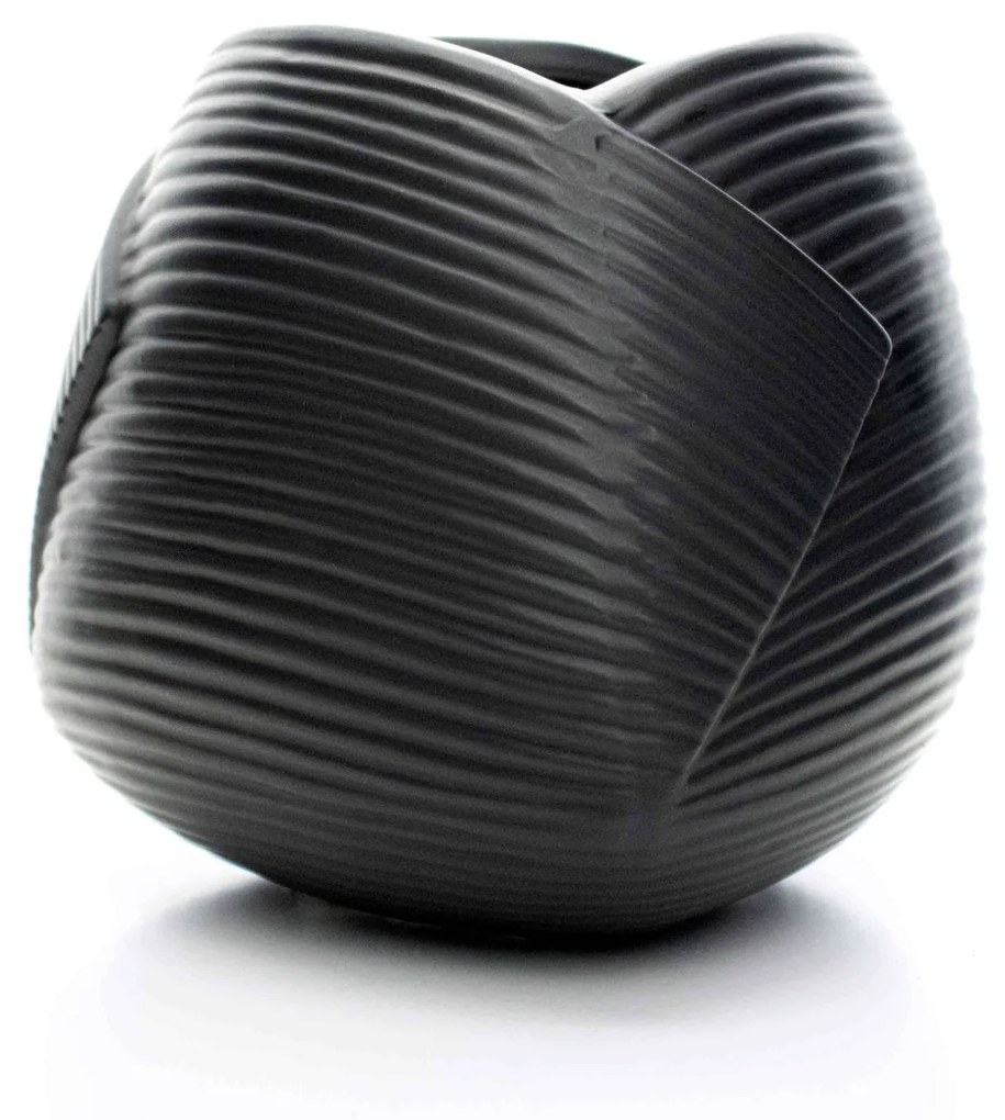 Vaso Decorativo Dobradura Preto em Cerâmica 16,5x17,5 cm - D'Rossi