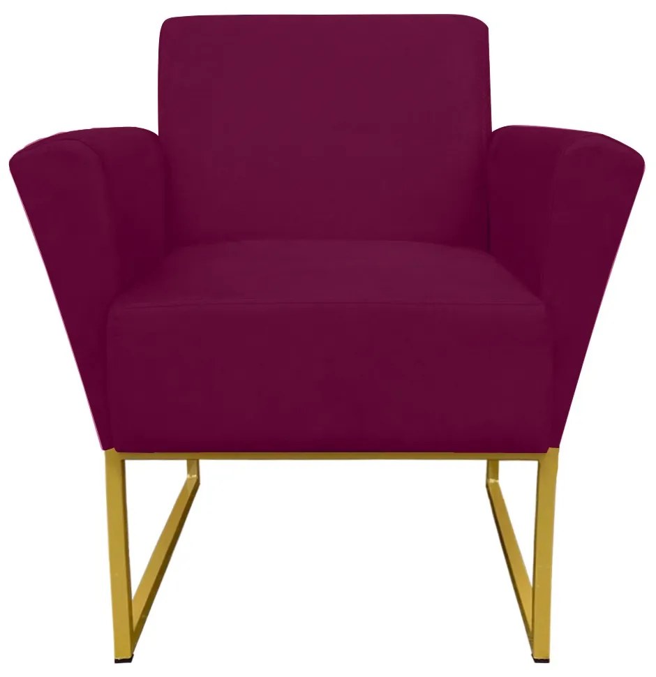 Poltrona Dora Suede Base Metálica Dourado D'Rossi - Vinho