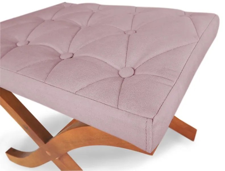 Puff Decorativo Joice Base Madeira Suede Rosa - Sheep Estofados