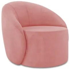 Poltrona Sala Giratória Redonda 91cm Steve Suede Rosê I01 - Mpozenato