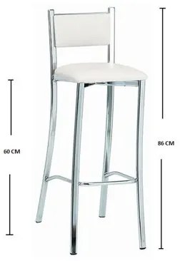 Banqueta Media Cromada com Estofamento Corino Branco 12492 Sun House