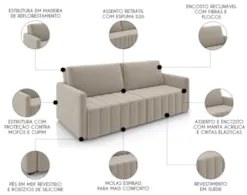 Sofá Cama Casal Retrátil 2 Lugares 192cm Atlas Z32 Suede Bege - Mpozen