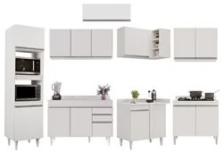 Armário de Cozinha Modulada de Canto 8 Peças CP02 Balcão com Tampo Bra