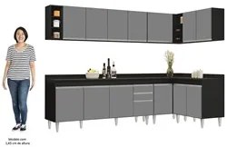 Armário de Cozinha Modulado de Canto 7 Peças CP35 Balcão com Tampo Pre