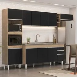 Armário de Cozinha Modulada 5 Peças CP18 Balcão com Pia Inox Castanho/
