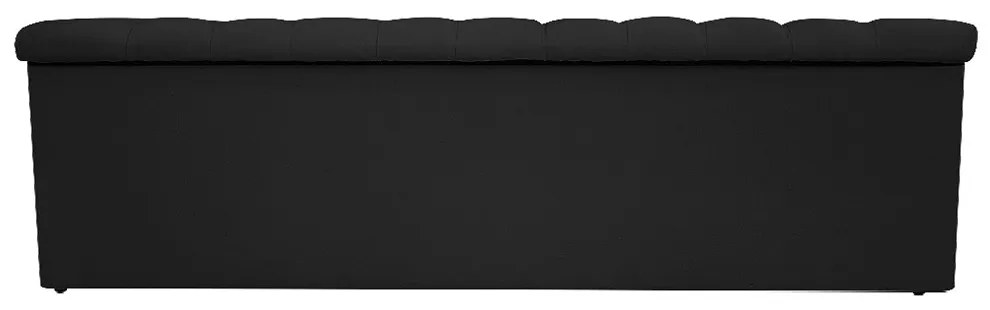 Recamier Baú Estofada Mel 195 cm King Size Com Capitonê Suede Preto - ADJ Decor