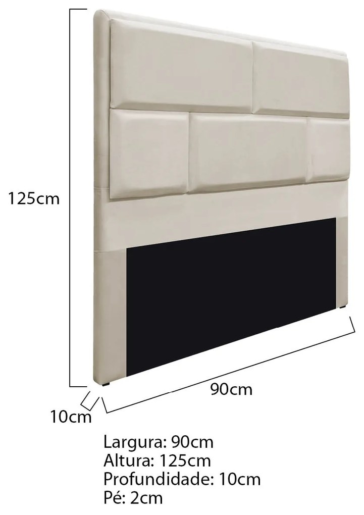 Cabeceira Solteiro Brick P02 90 cm para cama Box Suede - ADJ Decor