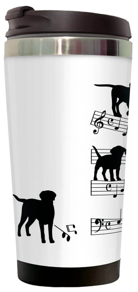 Copo Térmico 500ml Inox Branco Cachorro Musical