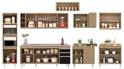 Armário de Cozinha Modulada de Canto 9 Peças CP06 Balcão com Pia Inox