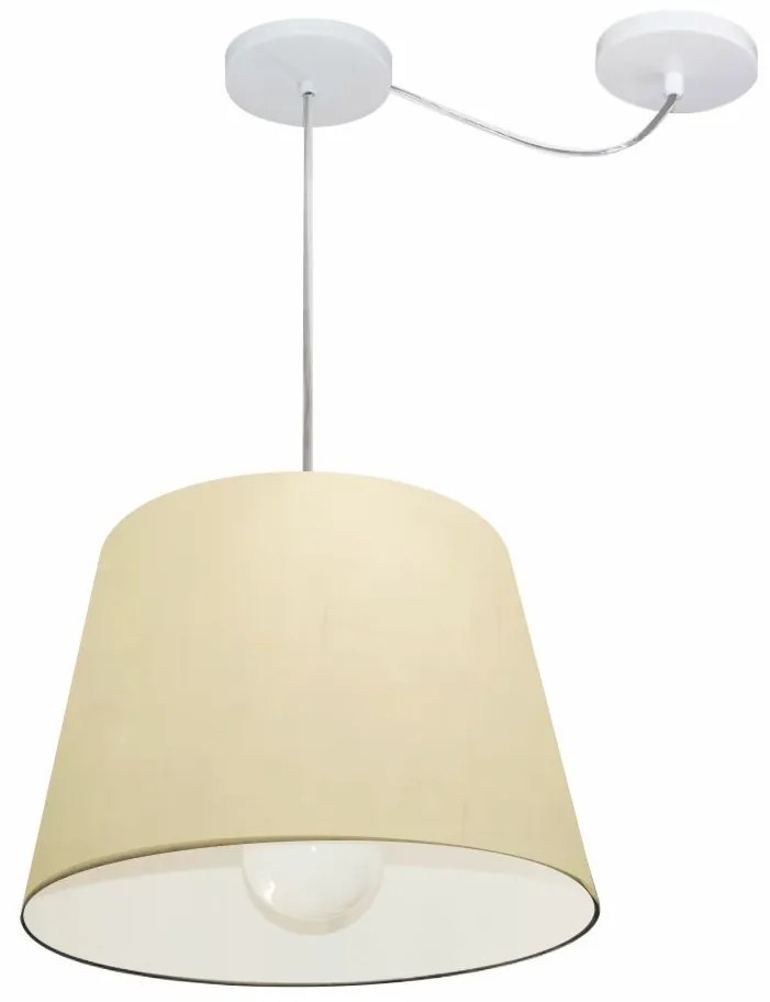 Lustre Pendente Cone Com Desvio Md-4274 Cúpula 30/30x40cm Algodão Crú - Bivolt