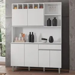 Kit Cozinha Compacta 130cm Com 6 Portas e 1 Gaveta Alice Branco - AJL