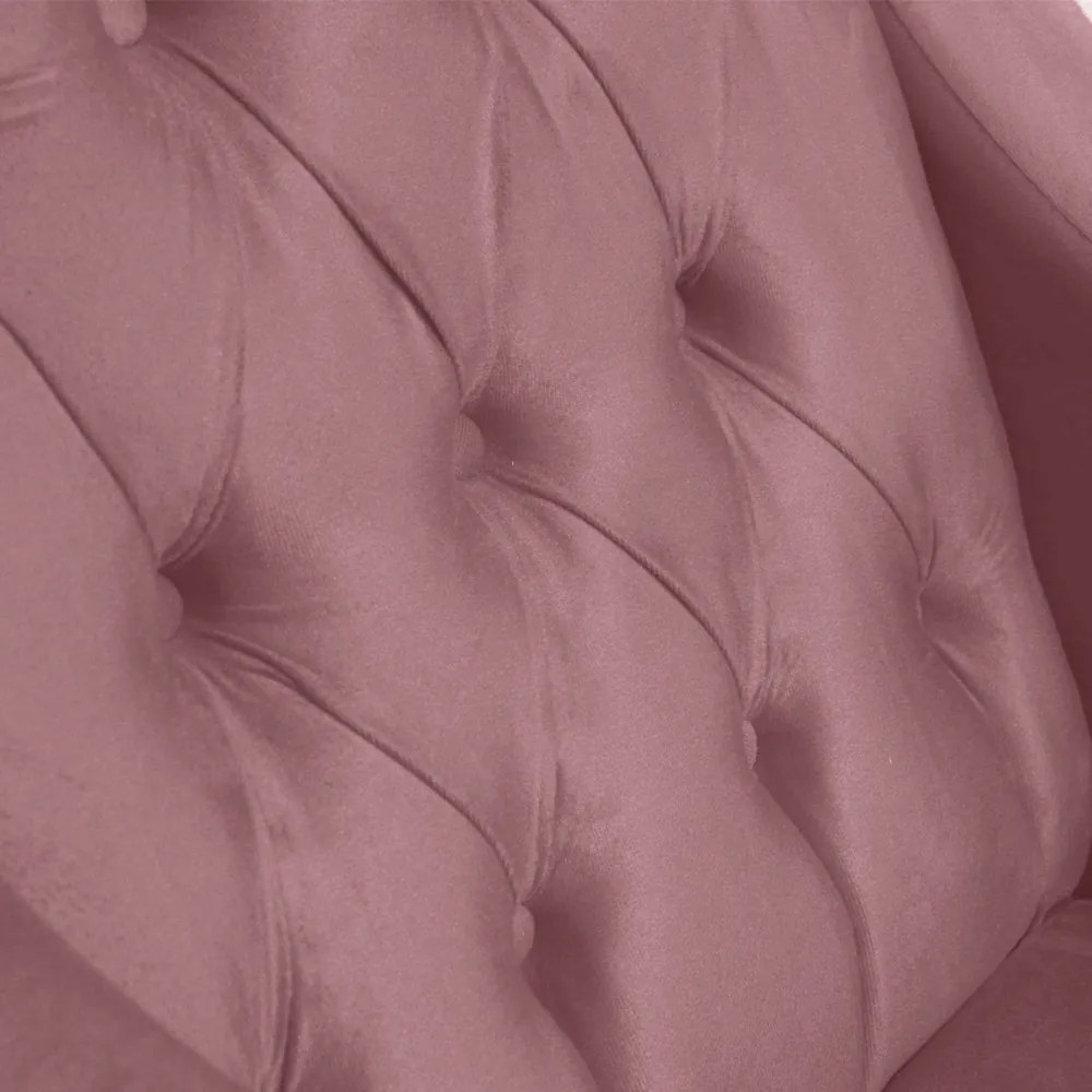 Poltrona Classic Suede Rosê Pés Trapézio Sala, Quarto, Decoração