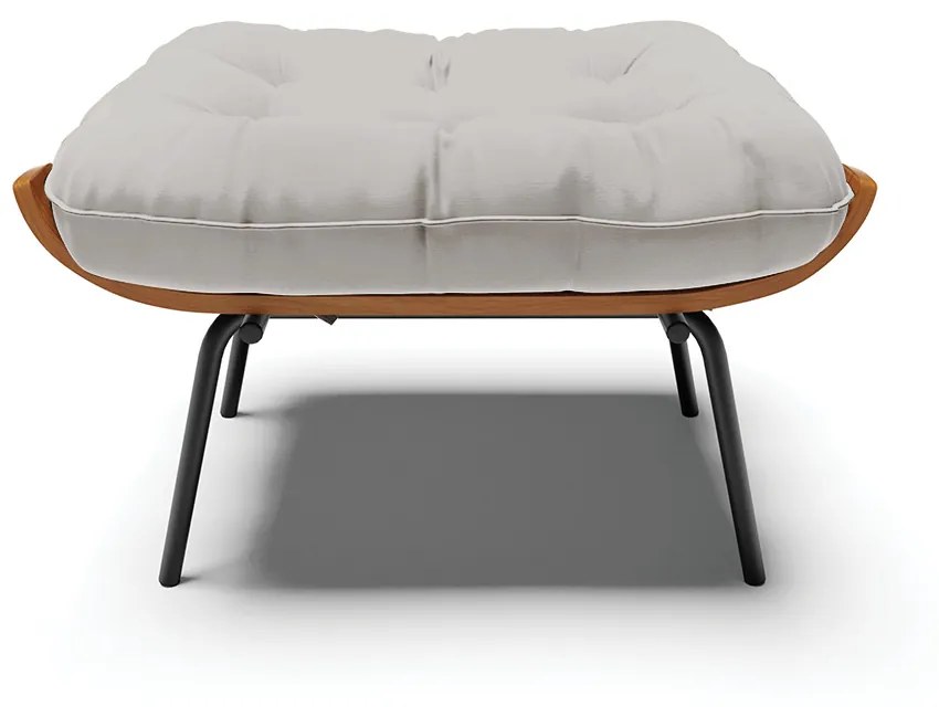 Puff Costela Veludo Base Metálica Preto M11 - D'Rossi - Cinza