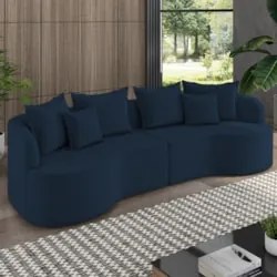 Sofá 3 Lugares 210cm Orgânico Quito Z08 Veludo Azul Marinho - Mpozenat