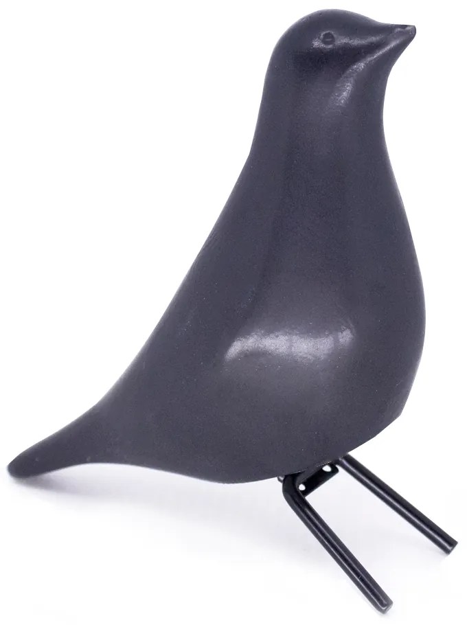 Escultura Pássaro Decorativo em Cerâmica para Sala Preto 21 cm F04 - D'Rossi
