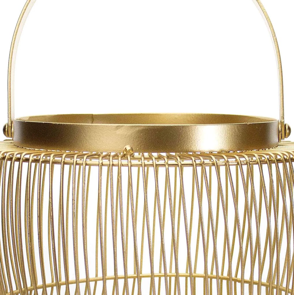 Lanterna Decorativa em Metal Dourado 32,5x21x21 cm - D'Rossi