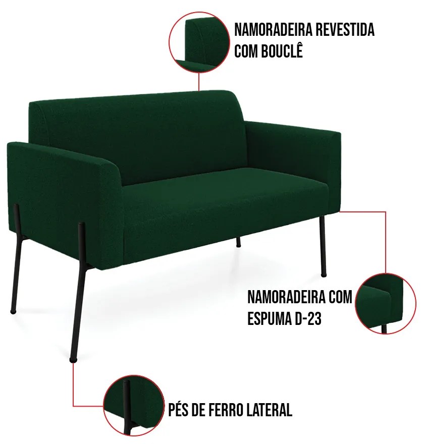 Namoradeira e Poltrona Pé Ferro Preto Marisa Bouclê D03 - D'Rossi - Verde