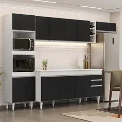 Armário de Cozinha Modulada 5 Peças CP17 Balcão com Tampo Branco/Preto