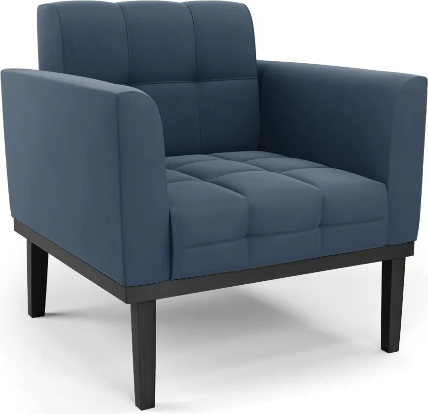Poltrona Decorativa Karen Pés Fixo em Madeira Preto Suede Azul Marinho G19 - Gran Belo