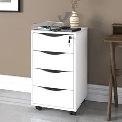 Gaveteiro 4 Gavetas Pés Rodízios Mobile Bit Branco - Artany