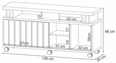 Rack para Sala Bancada de TV 50 Pol. 136cm Briz H01 Off White/Cinamomo