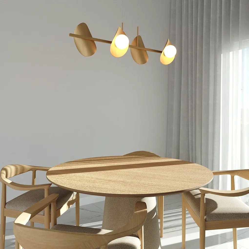 Pendente Calandra Linear 27X21X95Cm Alumínio E Globo Ø10Cm Fosco 4Xg9... (PRETO / CHAMPANHE, FOSCO)