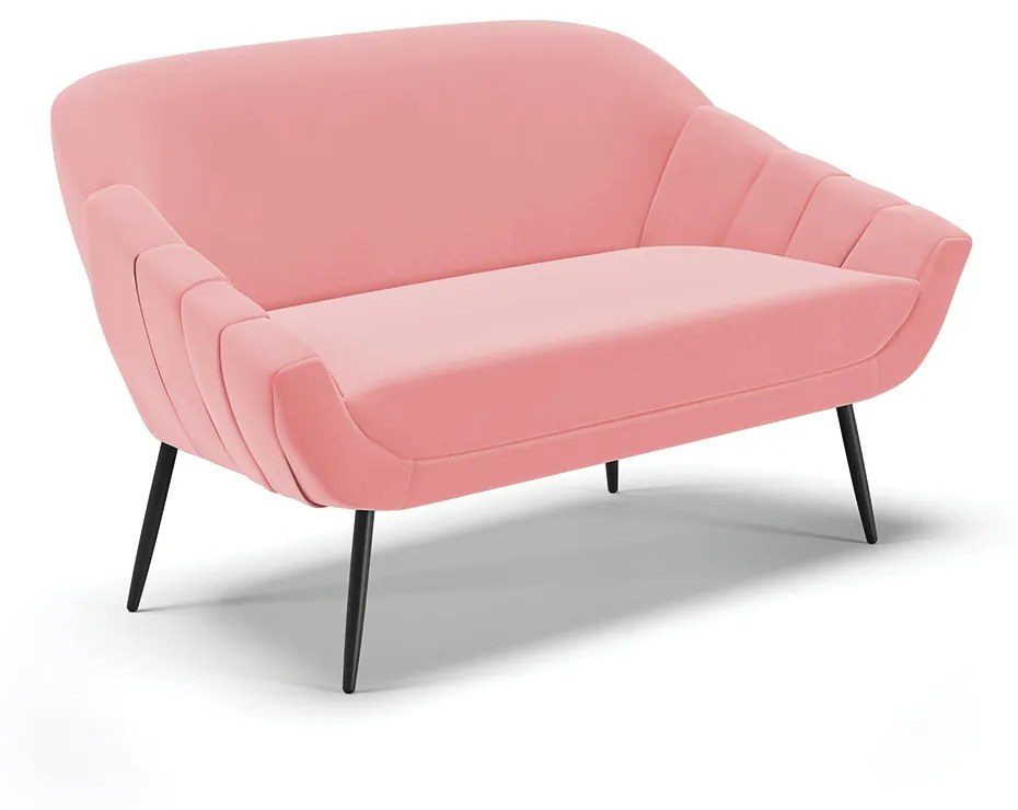 Namoradeira 02 Lugares Giovana Suede Pés Palito de Ferro - D'Rossi - Rose
