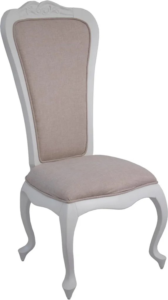 Cadeira Antique sem Braço Espaldar Alto - Branco Provençal Kleiner Schein
