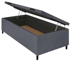 Base para Cama Box Baú Solteiro 88x188cm Hit Z04 Suede Cinza - Mpozena