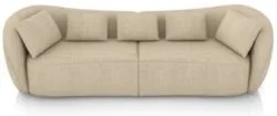Sofá 3 Lugares 252cm Orgânico Pé Madeira Yume Linho Bege Z55 - Mpozena