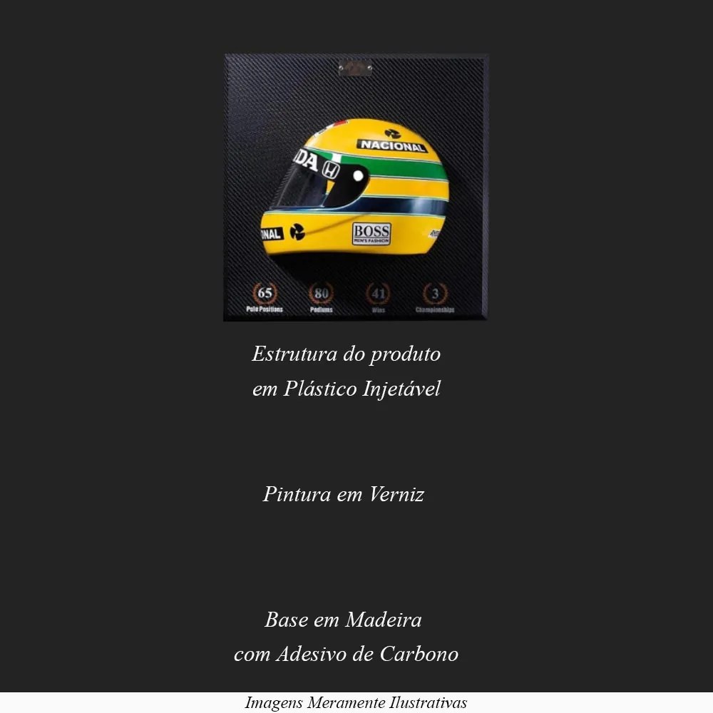 Quadro 3D Decorativo Helmet F1 SN 1988 Amarelo - Gran Belo