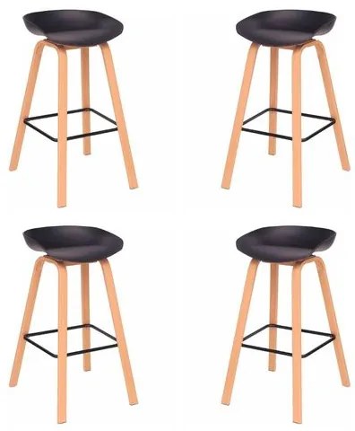 Kit 04 Banquetas Toledo Alta Preta Base Aço 83cm - 73467 Sun House
