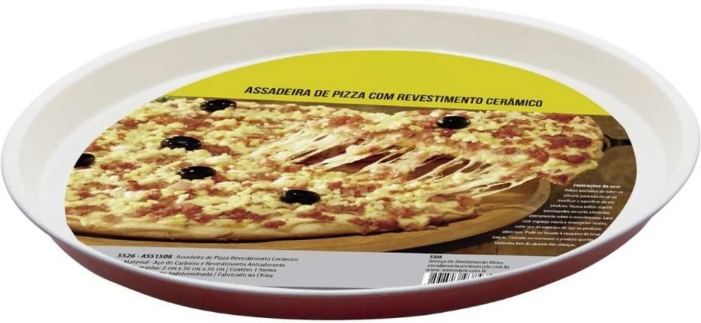 Forma Assadeira para Pizza com Revestimento Ceramica 37cm - Redonda