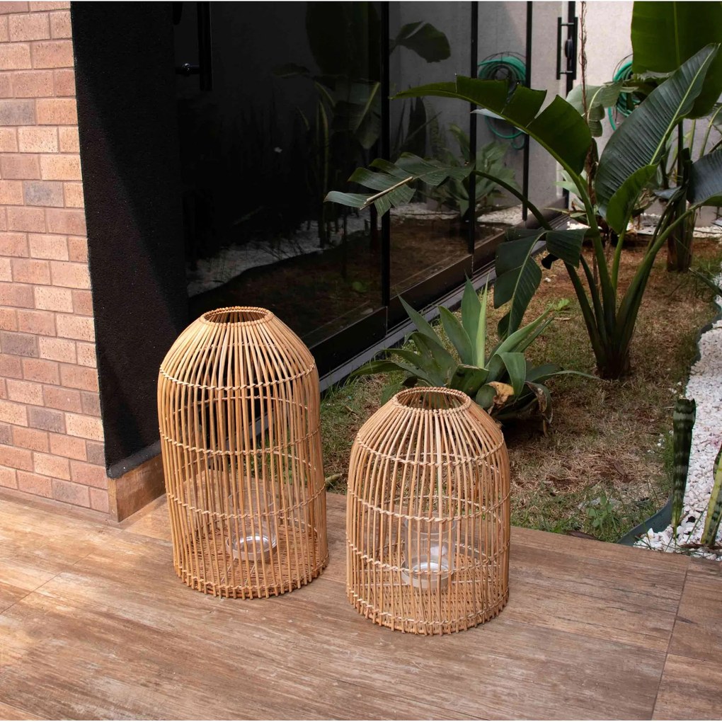 Lanterna Decorativa Em Rattan 50x30 Cm - D'Rossi