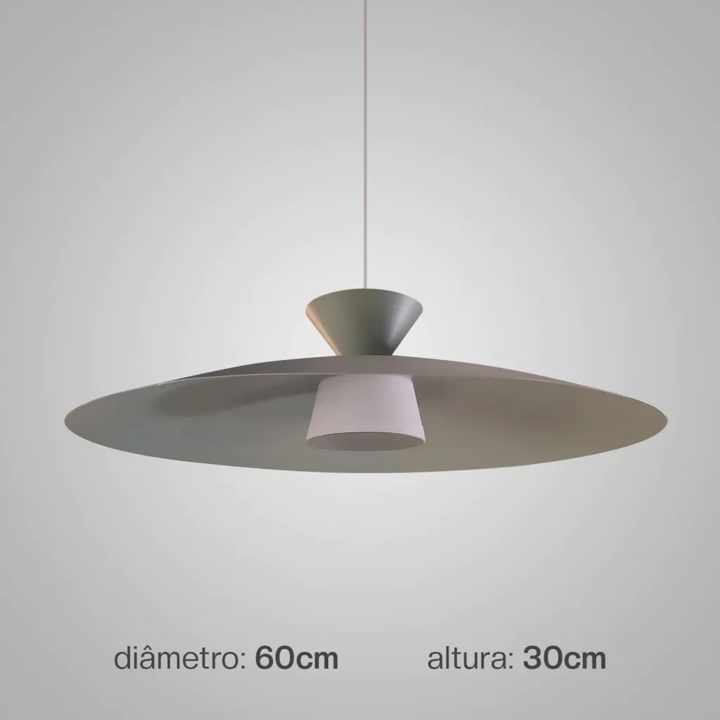 Pendente Rebatedor Ø60X30Cm Disco Curvo Alumínio 01Xled 9W 2700K - Old... (ROSE FOSCO, 220v)