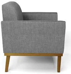 Poltrona Decorativa Base Madeira Castanho Maressa Linho Grafite - Ibiz