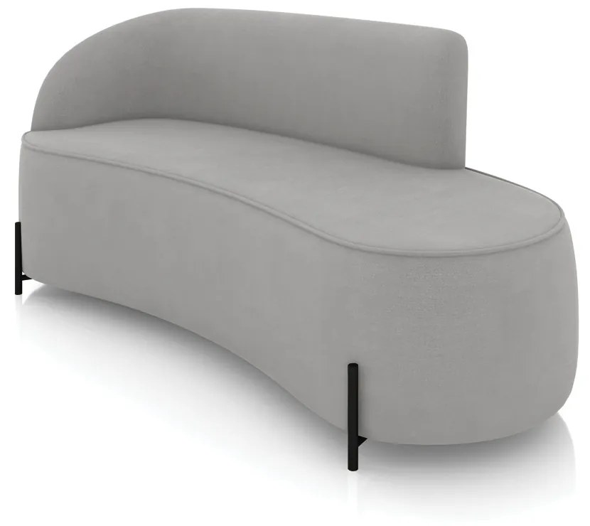 Sofá 3 Lugares Orgânico 180cm Pé Ferro Preto Morgan Suede D03 - D'Rossi - Cinza
