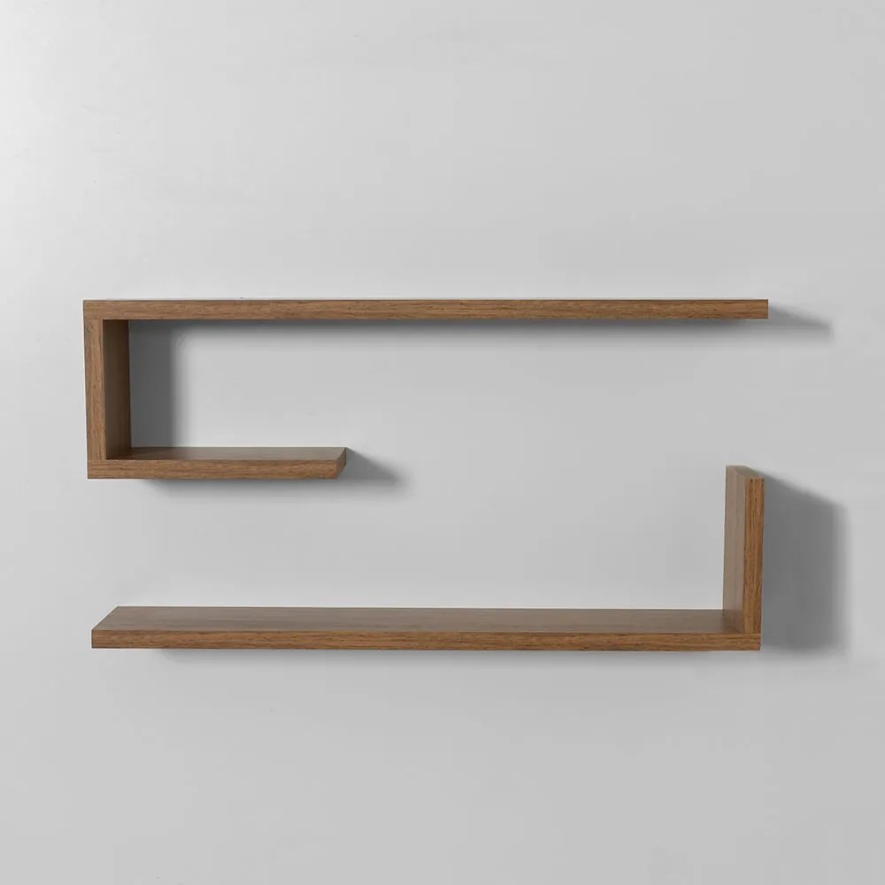Conjunto com 2 Prateleiras Contemporânea Louro Freijó - 89cmx25cmx19cm - Conjunto com 2 Prateleiras Contemporânea 89cmx25cmx19cm Louro Freijó NV