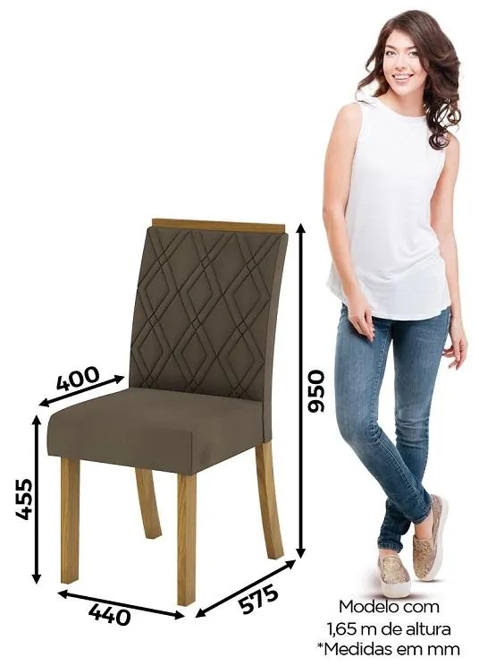 Kit Conjunto 2 Cadeiras Vita Sala de Jantar Nature Bege