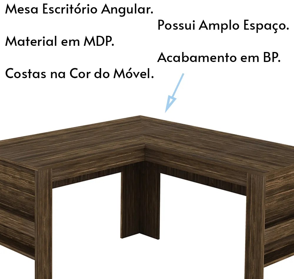 Mesa Angular para Escritório Home Office ME4145 MDP Nogal G69 - Gran Belo